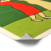 Frauen Golfer Holzblock Print Poster (Ecke)