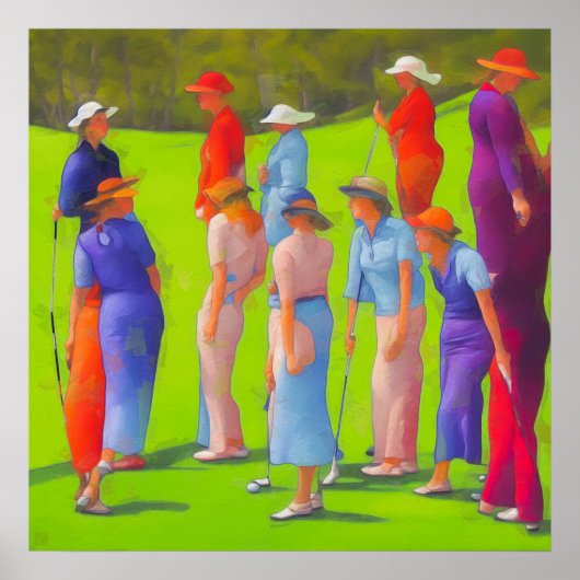 Frauen Golfer - Leinwand Printwerbung Poster (Vorne)