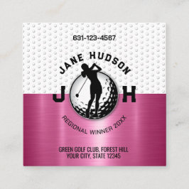 Frauen Golfer Monogram Design Quadratische Visitenkarte