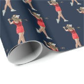 Frauen Golfer nach dem Geschenk für das Laufwerksp Geschenkpapier (Rolleneckpunkt)