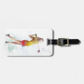 FRAUEN-GOLFSPIELER GEPÄCKANHÄNGER (Vorderseite horizontal)