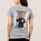 Frauen Grauer Priester Tri-Blend Shirt (Rückseite)
