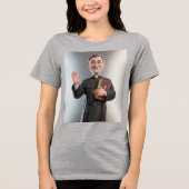 Frauen Grauer Priester Tri-Blend Shirt (Vorderseite)