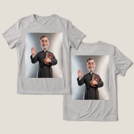 Frauen Grauer Priester Tri-Blend Shirt (Design Vorderseite & Rückseite)