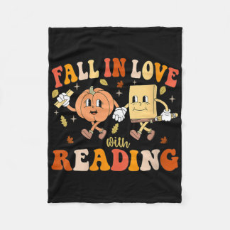 Frauen Groovy Fall In Liebe Mit Lesen Thanksgivi Fleecedecke