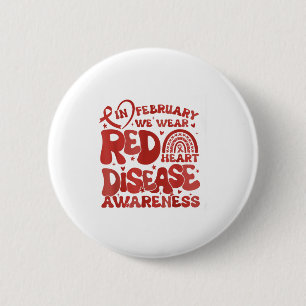 Frauen Groovy Im Februar Tragen Wir Rot Herzkrankh Button