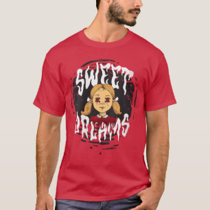 Frauen Gruselige Horrorfilm-Puppe Blut Süßer Traum T-Shirt