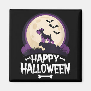 Frauen Gruseliger Zwergschnauzer Frohe Halloween Magnet