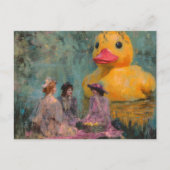 Frauen haben ein Picknick mit der Riesenente Postkarte (Vorderseite)