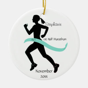 Frauen Halbmarathon Runner Ornament Aquamarin