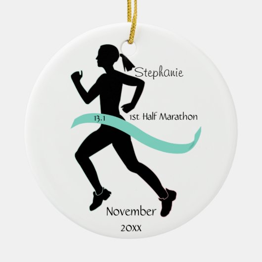 Frauen Halbmarathon Runner Ornament Aquamarin (Vorne)