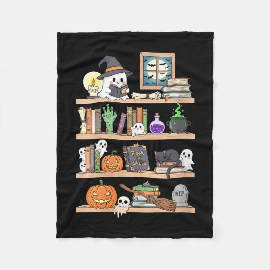 Frauen Halloween-Bücher Geist Fleecedecke (Vorderseite)