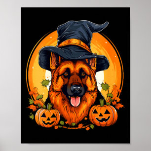Frauen Halloween Deutscher Schäferhund Poster