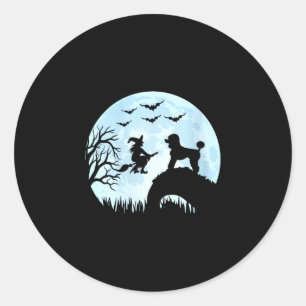 Frauen Halloween Hexe Pudel  Runder Aufkleber