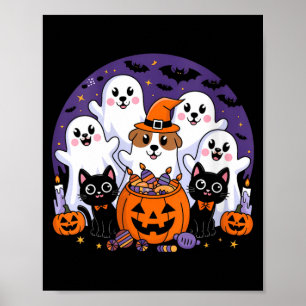 Frauen Halloween Hund Geist Halloween Hund Lustig  Poster