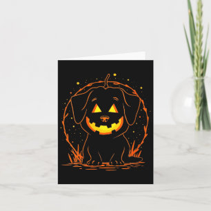 Frauen Halloween Hund Kürbis V-Ausschnitt Karte
