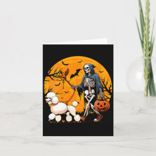 Frauen Halloween Hund Skelett führt Hund Halloween Karte