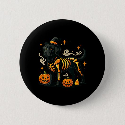 Frauen Halloween-Labrador Retriever-Hexenhut Button (Vorderseite)