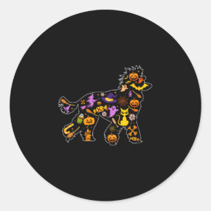 Frauen Halloween Pudel Hund Runder Aufkleber