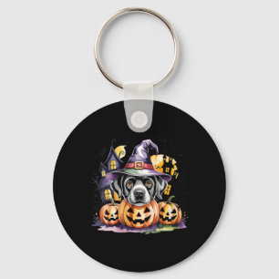 Frauen Halloween Schwarzer Labrador Retriever Hexe Schlüsselanhänger