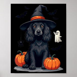 Frauen Halloween Thema Er Spaniel Hund Schwarz Poster