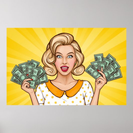 Frauen halten Geld Poster (Vorne)