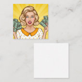 Frauen halten Geld Quadratische Visitenkarte (Vorne/Hinten)