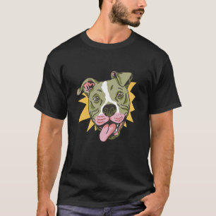 Frauen Halter für hübschen Hund   Pitbull Gesicht T-Shirt