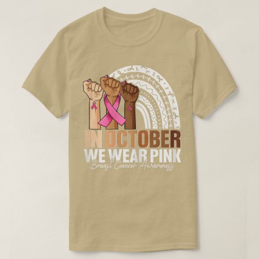 Frauen Hand Im Oktober tragen wir rosa Brustkrebs T-Shirt (Design vorne)