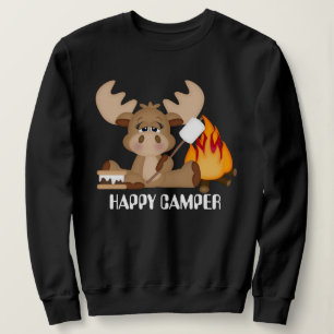 Frauen Happy Camper Moose Sweatshirt