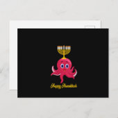 Frauen Happy Hanukkah Menorah Octopus Lover Funny Postkarte (Vorne/Hinten)