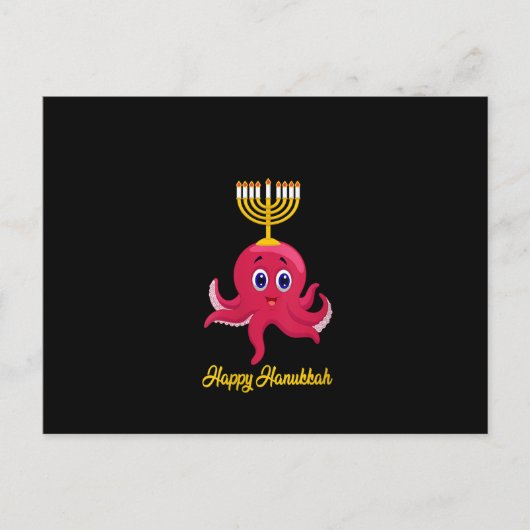 Frauen Happy Hanukkah Menorah Octopus Lover Funny Postkarte (Vorderseite)