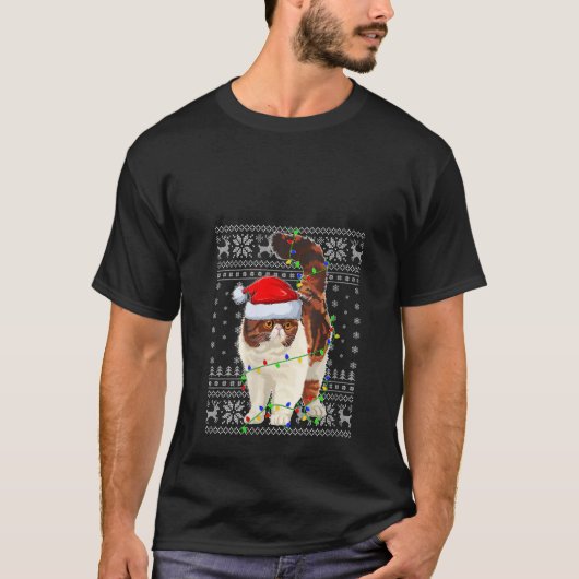 Frauen hässlich Sweater Xmas Lights Weihnachtsmann T-Shirt (Vorderseite)