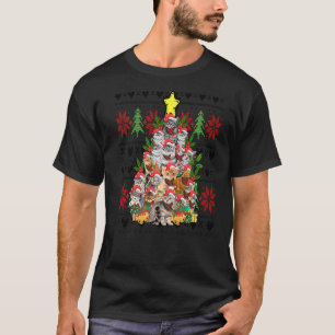 Frauen hässliche Weihnachtskatze Xmas Baum 2 T-Shirt