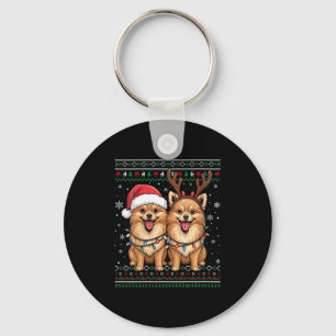 Frauen hässlicher Meranian-Hund Weihnachten Santa Schlüsselanhänger