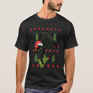 Frauen hässlicher Weihnachten schwarze Katze Xmas  T-Shirt