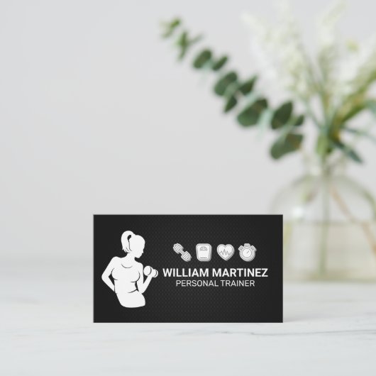 Frauen heben | Fitness Icons Visitenkarte (Stehend Vorderseite)