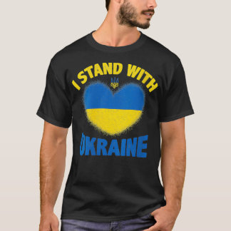Frauen Herz ukrainische Flagge Ich stehe mit der U T-Shirt