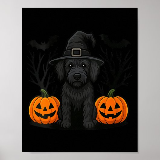 Frauen Hexenhaft schwarzer Labradoodle-Hund Hallow Poster (Vorne)