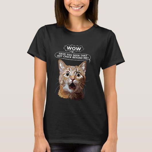 Frauen Hot Chick Wow Funny Cat Mama Girl T-Shirt (Vorderseite)