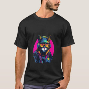 Frauen House Music Liebhaber Cyberpunk Katze DJ Mu T-Shirt