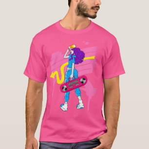 Frauen Hüftpfropfen Girl Boom Box Tinte Platsch Co T-Shirt