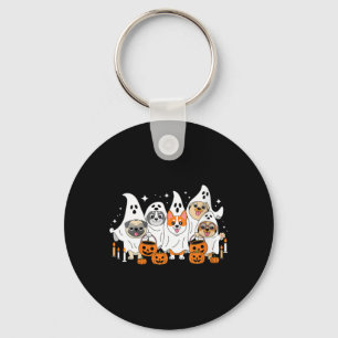 Frauen Hund Geist Halloween V-Ausschnitt Schlüsselanhänger