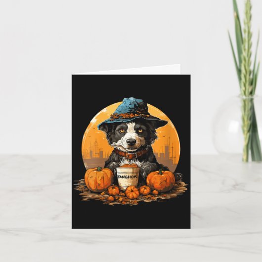 Frauen Hund Halloween Karte (Vorderseite)