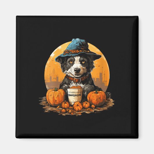 Frauen Hund Halloween Magnet (Vorne)