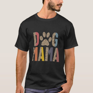 Frauen Hund Mama Paw Retro Leopard Mutter T-Shirt