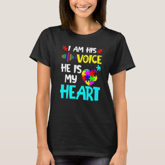 Frauen Ich Bin Seine Stimme Er Ist Mein Herz Mama T-Shirt