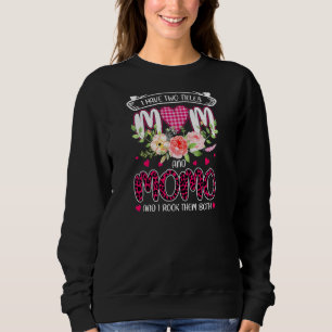 Frauen ich habe 2 Titel Mama & Momo Oma Leopard Sweatshirt