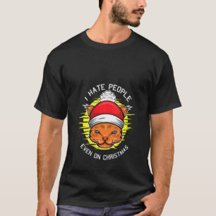 Frauen Ich hasse Leute Weihnachten  Katze Kätzchen T-Shirt