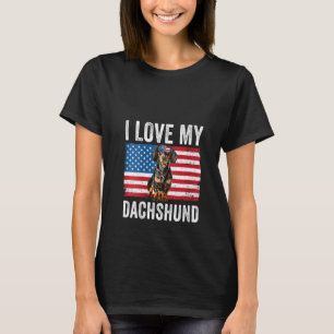Frauen Ich liebe meinen Dachshund Papa Mama Amerik T-Shirt
